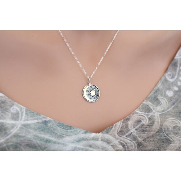Sterling Silver Charm with Bronze Sun and Moon Necklace - Picture 5 of 5